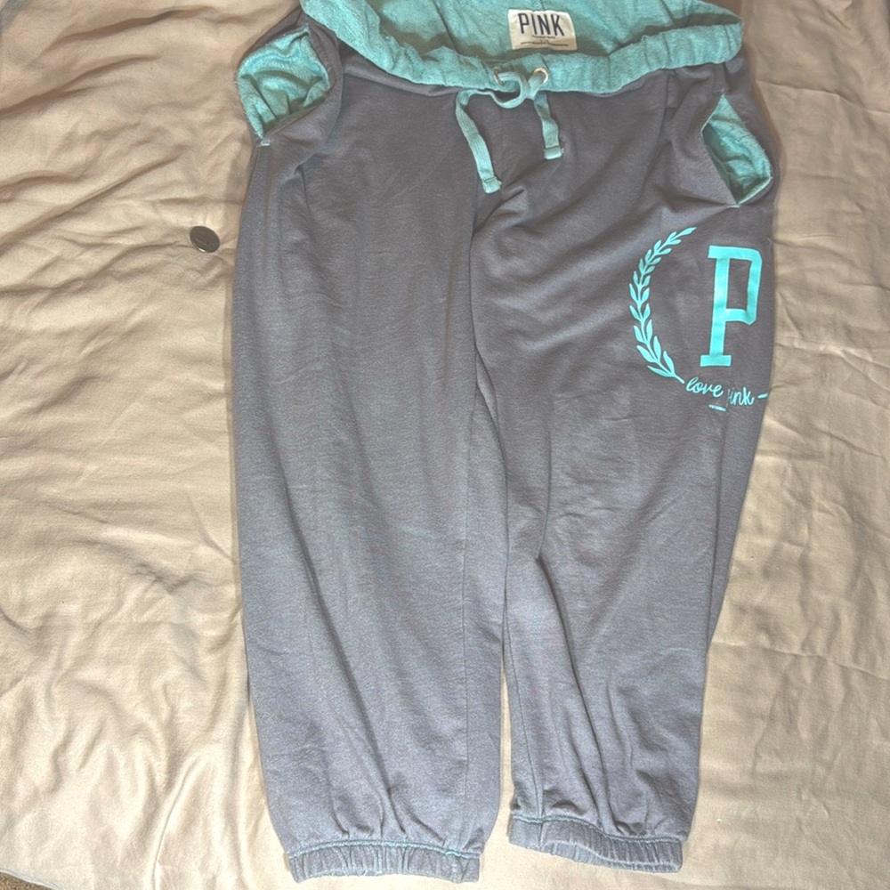 PINK Victoria's Secret Gray and Green Capri Pants